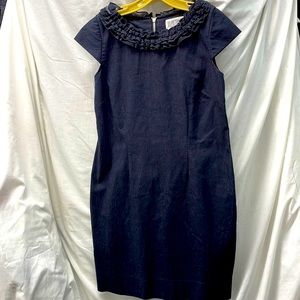 Julian Taylor sleeveless ruffled neck denim dress ladies 14
